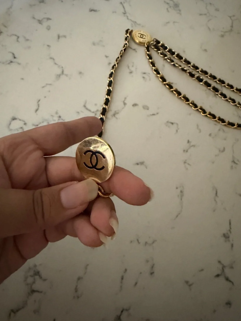 Chanel 31 Rue Cambon Medallion Belt Vintage Three strand fits up to 32 waist